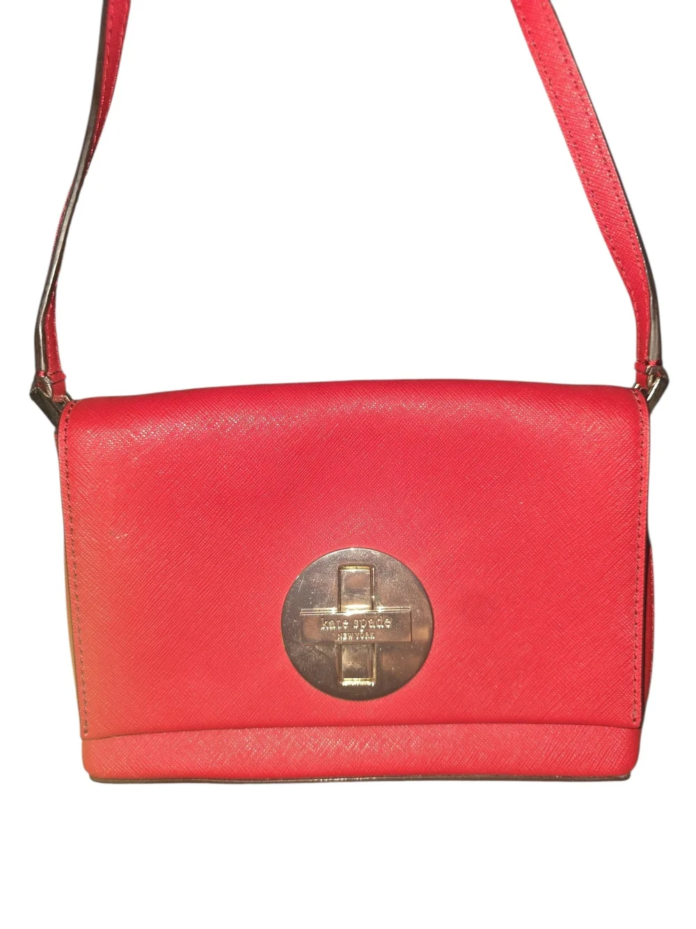 kate spade Red Leather Crossbody with Gold-Tone Turnlock